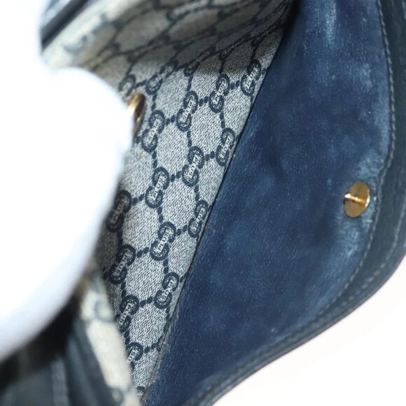 GUCCI GG Plus Supreme Shoulder Bag PVC Navy Gold Auth BA3799 - Picture 13 of 16